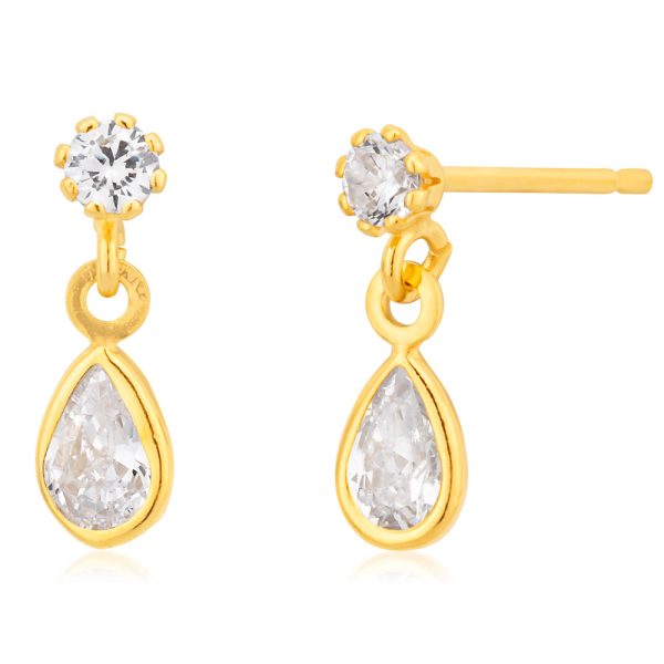 9ct Gold Filled Cubic Zirconia Drop Stud Earrings Online