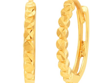 9ct Yellow Gold Hoop Patterned Earrings Cheap