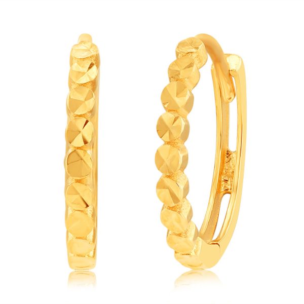 9ct Yellow Gold Hoop Patterned Earrings Cheap