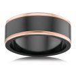 9ct Rose Gold and Zirconium 8mm Gents Ring. Size T and U. Hot on Sale