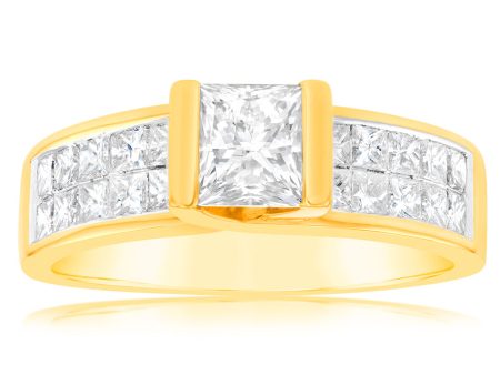 18ct Yellow Gold  Princess Celia  Ring With 2 Carats Of Diamonds For Discount