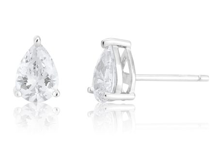 Sterling Silver Zirconia Pear Stud Earrings Hot on Sale