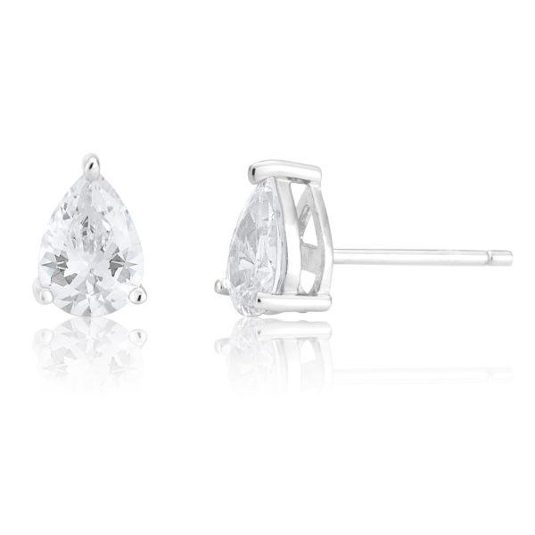 Sterling Silver Zirconia Pear Stud Earrings Hot on Sale