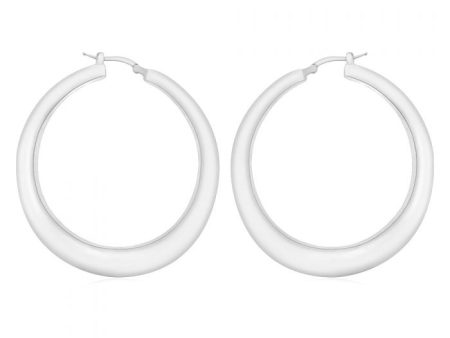 Sterling Silver Rhodium Plated 50mm Graduated Creole Earrings Supply