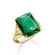 Thomas Sabo Gold Plated Sterling Silver Magic Stone Green Ring on Sale