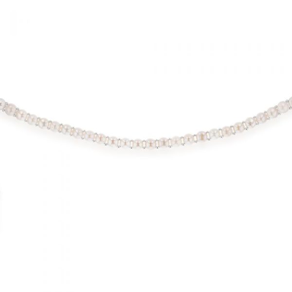 White Freshwater Flat Pearl 43cm Necklace with Sterling Silver Clasp Hot on Sale