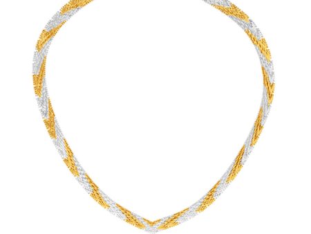 Sterling Silver Yellow And White Two Tone V 40.5cm Chain on Sale