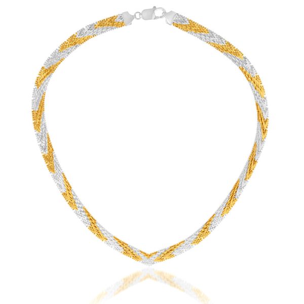 Sterling Silver Yellow And White Two Tone V 40.5cm Chain on Sale