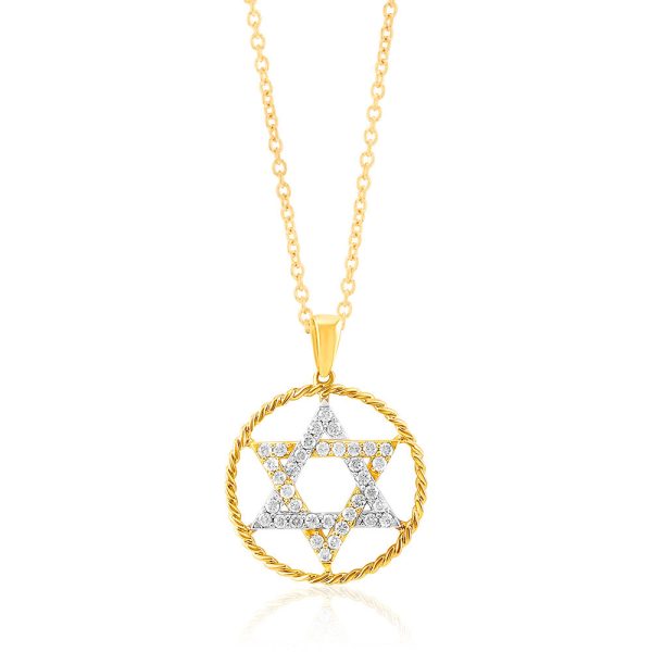 14ct Yellow Gold DiamondStar of David Pendant With 72 Diamonds Online Sale