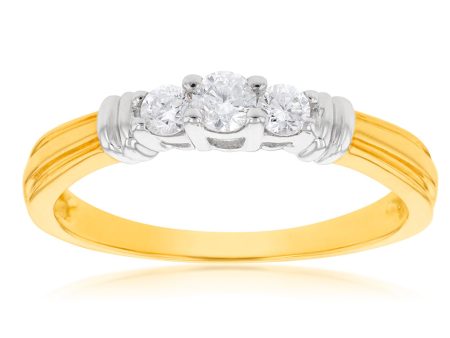 10ct Yellow Gold 1 4 Carat Diamond Trilogy Ring Supply