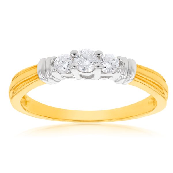 10ct Yellow Gold 1 4 Carat Diamond Trilogy Ring Supply