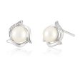 White 9x10mm Freshwater Pearl Stud Earrings Discount