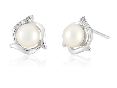 White 9x10mm Freshwater Pearl Stud Earrings Discount