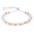 Sterling Silver Two Tone Plain Ball Slider Bracelet Online