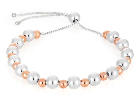 Sterling Silver Two Tone Plain Ball Slider Bracelet Online