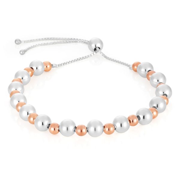 Sterling Silver Two Tone Plain Ball Slider Bracelet Online