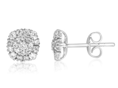 9ct White  Gold 1 2 Carat  Diamond Stud Earrings For Cheap