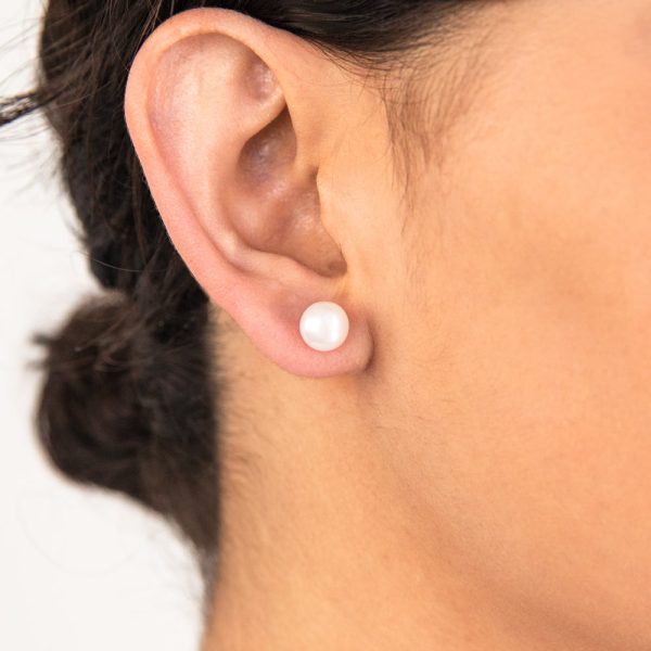 White 7-8mm Freshwater Pearl Stud Earrings Cheap