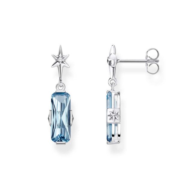 Sterling Silver Thomas Sabo Magic Stones Aqua Star Drop Earrings Cheap