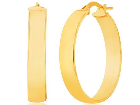 9ct Silverfilled Yellow Gold Plain 20mm Hoop Earrings Fashion