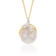 9ct Yellow Gold Golden Pearl and Diamond Pendant Online now