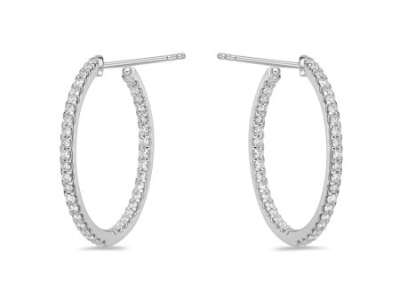 Memoire 18ct White Gold 3 4 Carat Diamond Odessa Hoop Earrings 24x24mm Online now