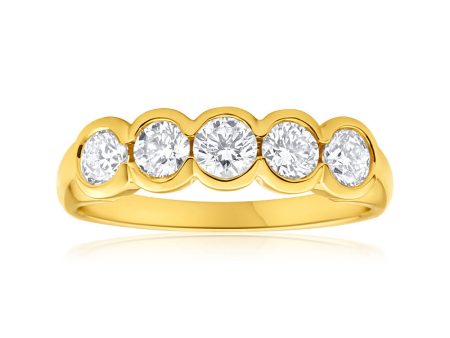 18ct Yellow Gold Ring With 1 Carat Of Bezel Set Diamonds Online Hot Sale