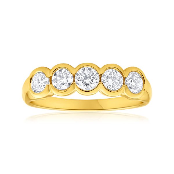 18ct Yellow Gold Ring With 1 Carat Of Bezel Set Diamonds Online Hot Sale