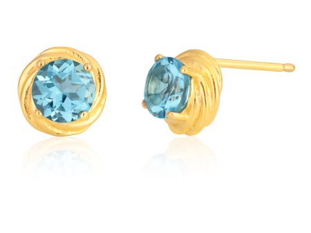 Sterling Silver Gold Plated Swiss Blue Topaz Knot Stud Earrings Discount