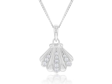 Sterling Silver Zirconia Clam Shell Pendant Supply