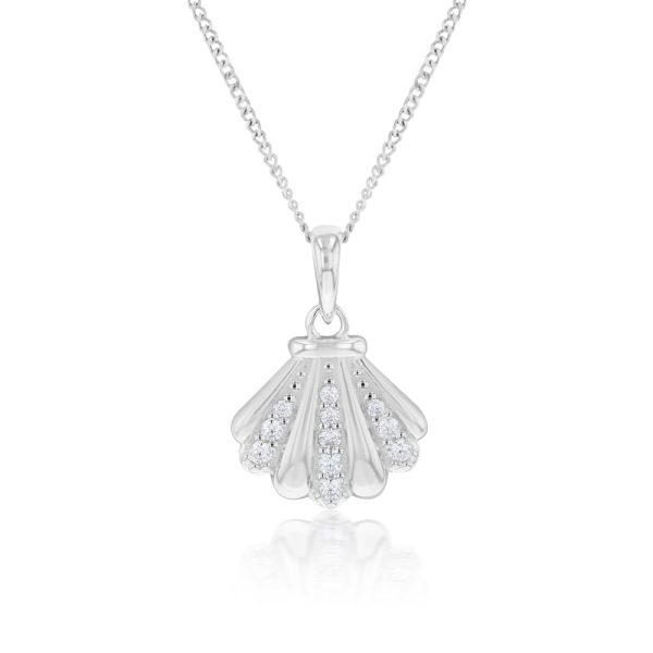 Sterling Silver Zirconia Clam Shell Pendant Supply