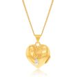 9ct Yellow & White Gold Two Tone Together Forever On Heart Locket Pendant Hot on Sale