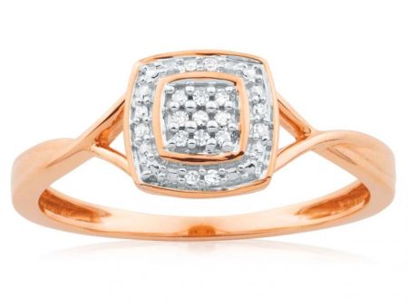 9ct Rose Gold Ring With 17 Brilliant Cut Diamonds Hot on Sale