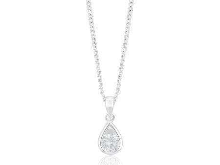 Sterling Silver Zirconia Teardrop Pendant on Sale