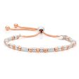 Sterling Silver Rose Gold Plated Fancy Bead Adjustable Bracelet Sale