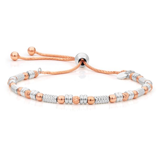 Sterling Silver Rose Gold Plated Fancy Bead Adjustable Bracelet Sale