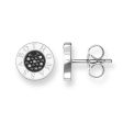 Sterling Silver Thomas Sabo Round Black Pave Zirconia Stud Earrings Hot on Sale