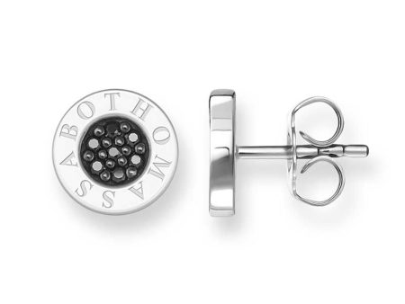 Sterling Silver Thomas Sabo Round Black Pave Zirconia Stud Earrings Hot on Sale