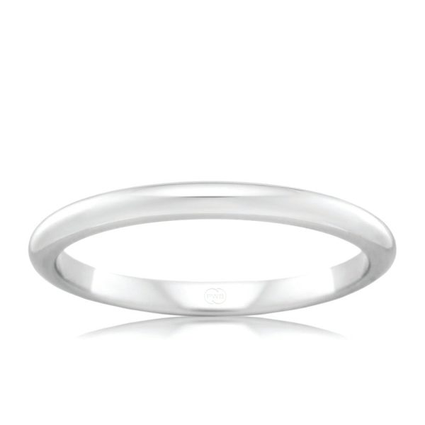 9ct White Gold 2mm High Dome Ring Online Hot Sale