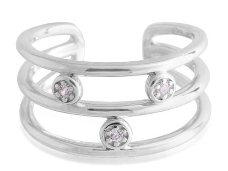 Sterling Silver Toe Ring Zirconia 3 Band Cheap