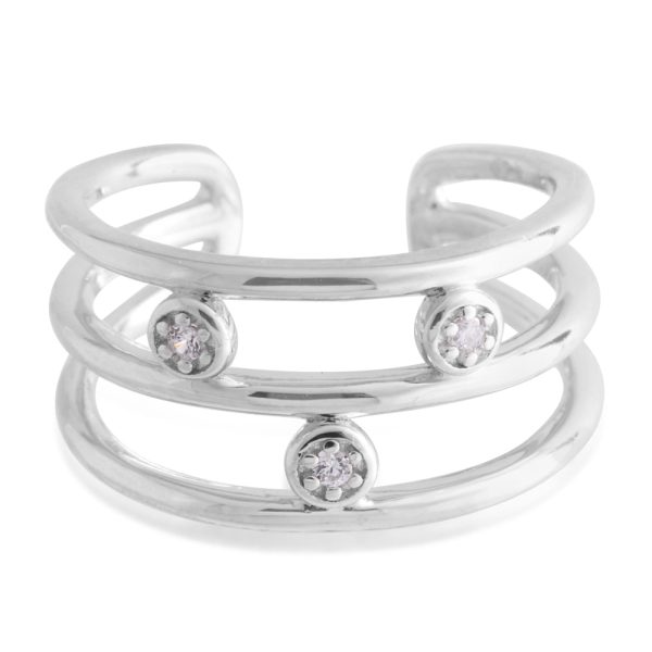 Sterling Silver Toe Ring Zirconia 3 Band Cheap