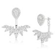 Sterling Silver Rhodium Plated Cubic Zirconia Marquise Cut Ear Jacket Stud Earrings Online Sale