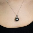 Tahitian South Sea Pearl & Diamond Pendant on 45cm Sterling Silver Chain Online Sale