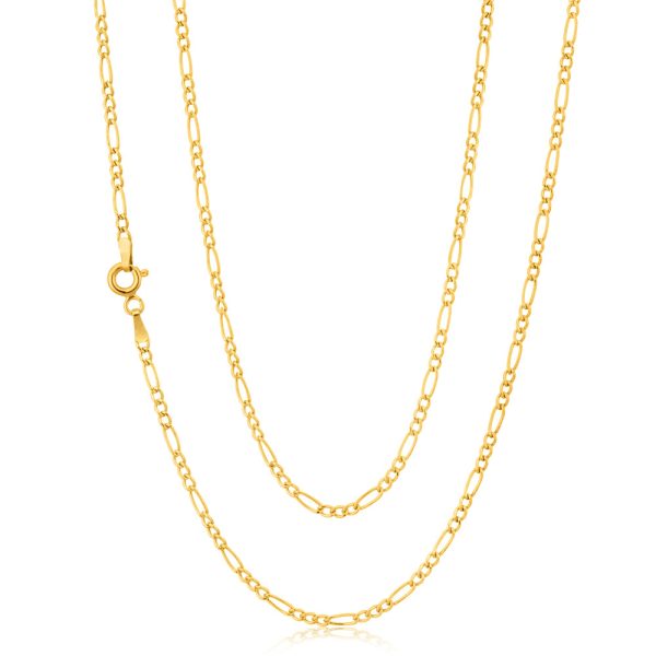 9ct Yellow Gold 3:1 Figaro 45cm Chain 50Gauge Online Hot Sale