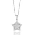 Sterling Silver With Diamond Star Shape Pendant On 45cm Chain For Sale