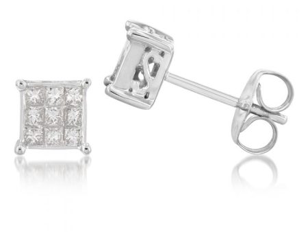 14ct White Gold 1 4 Carat Diamond Stud Earrings Sale