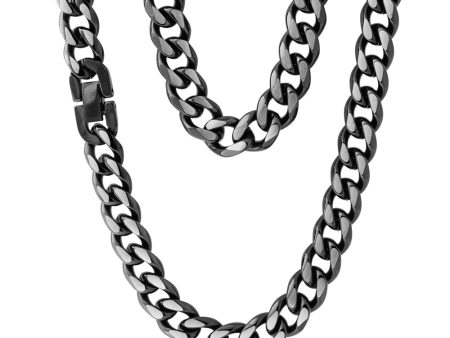 55cm Stainless Steel Reversible Black Steel Curb Chain Sale