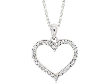 Sterling Silver Rhodium Plated Cubic Zirconia Open Heart Pendant Supply