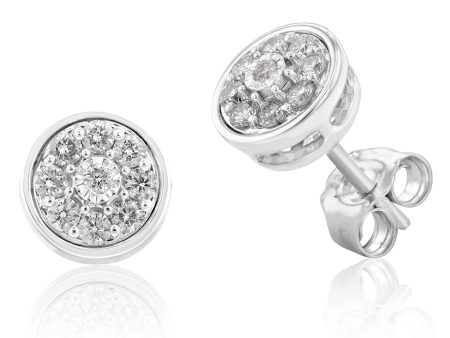 Luminesce Lab Grown 1 4 Carat Diamond Cluster Silver Studs Online now