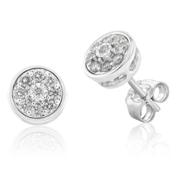 Luminesce Lab Grown 1 4 Carat Diamond Cluster Silver Studs Online now